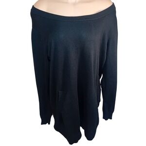 Women's Plus Size Cyrus Black Off Shoulder Long Sleeve Sweater Knit Top Basic 1X